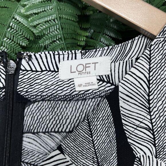 LOFT Romper Women 4P Black White Fern Floral Shorts Jumpsuit Flutter Sleeve 2193 - Picture 4 of 13